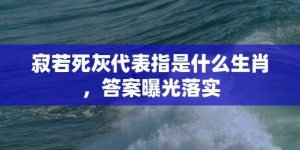 寂若死灰代表指是什么生肖，答案曝光落实