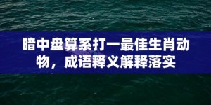 暗中盘算系打一最佳生肖动物，成语释义解释落实