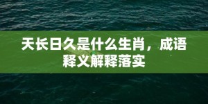 天长日久是什么生肖，成语释义解释落实