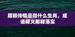 眉眼传情是指什么生肖，成语释义解释落实