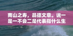 南山之寿，品德文章。说一是一不会二是代表指什么生肖，成语释义解释落实