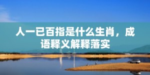 人一已百指是什么生肖，成语释义解释落实