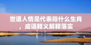 世道人情是代表指什么生肖，成语释义解释落实