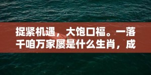 捉紧机遇，大饱口福。一落千咱万家屡是什么生肖，成语释义解释落实