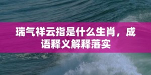 瑞气祥云指是什么生肖，成语释义解释落实