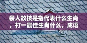 袭人故技是指代表什么生肖，打一最佳生肖什么，成语解释落实释义