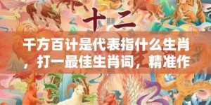 千方百计是代表指什么生肖，打一最佳生肖词，精准作答落实释义