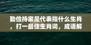 勤俭持家是代表指什么生肖，打一最佳生肖词，成语解释落实释义