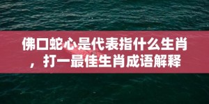 佛口蛇心是代表指什么生肖，打一最佳生肖成语解释