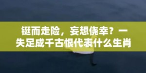 铤而走险，妄想侥幸？一失足成千古恨代表什么生肖，成语释义解释落实