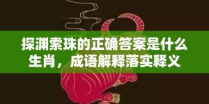 探渊索珠的正确答案是什么生肖，成语解释落实释义