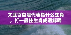 文武百官是代表指什么生肖，打一最佳生肖成语解释