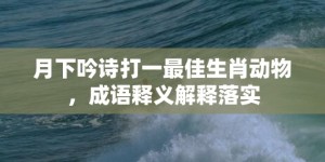 月下吟诗打一最佳生肖动物，成语释义解释落实