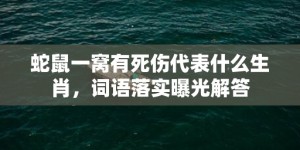 蛇鼠一窝有死伤代表什么生肖，词语落实曝光解答