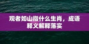 观者如山指什么生肖，成语释义解释落实