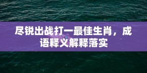 尽锐出战打一最佳生肖，成语释义解释落实