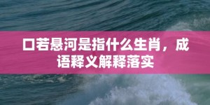 口若悬河是指什么生肖，成语释义解释落实