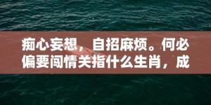 痴心妄想，自招麻烦。何必偏要闯情关指什么生肖，成语释义解释落实