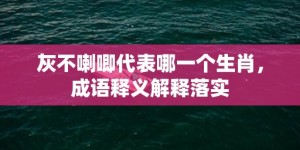 灰不喇唧代表哪一个生肖，成语释义解释落实