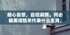 痴心妄想，自招麻烦。何必偏要闯情关代表什么生肖，成语释义解释落实