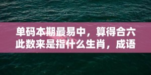 单码本期最易中，算得合六此数来是指什么生肖，成语释义解释落实