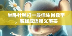 坐卧针毡打一最佳生肖数字，解释成语释义落实