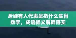 后继有人代表是指什么生肖数字，成语释义解释落实