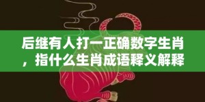 后继有人打一正确数字生肖，指什么生肖成语释义解释落实