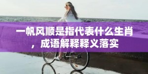 一帆风顺是指代表什么生肖，成语解释释义落实