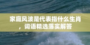 家庭风波是代表指什么生肖，词语精选落实解答