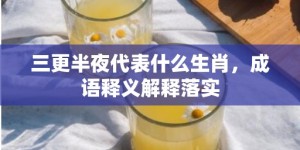 三更半夜代表什么生肖，成语释义解释落实