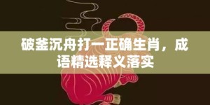 破釜沉舟打一正确生肖，成语精选释义落实