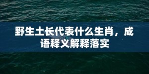 野生土长代表什么生肖，成语释义解释落实