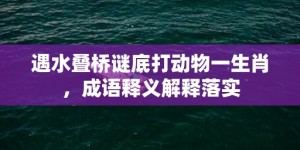 遇水叠桥谜底打动物一生肖，成语释义解释落实