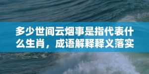 多少世间云烟事是指代表什么生肖，成语解释释义落实