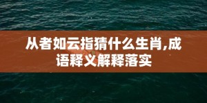 从者如云指猜什么生肖,成语释义解释落实
