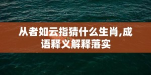 从者如云指猜什么生肖,成语释义解释落实