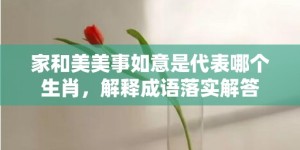 家和美美事如意是代表哪个生肖，解释成语落实解答
