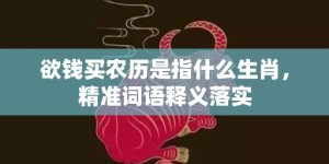 欲钱买农历是指什么生肖，精准词语释义落实