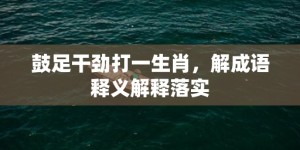 鼓足干劲打一生肖，解成语释义解释落实