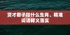 贤才君子指什么生肖、精准词语释义落实