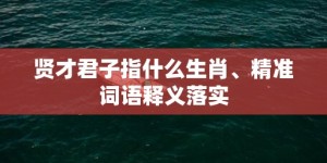 贤才君子指什么生肖、精准词语释义落实