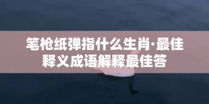 笔枪纸弹指什么生肖·最佳释义成语解释最佳答