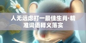 人无远虑打一最佳生肖·精准词语释义落实