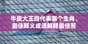 牛皮大王指代表哪个生肖、最佳释义成语解释最佳答