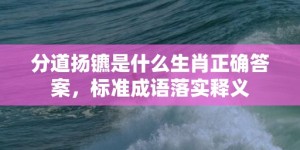 分道扬镳是什么生肖正确答案，标准成语落实释义