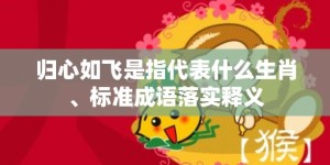 归心如飞是指代表什么生肖、标准成语落实释义