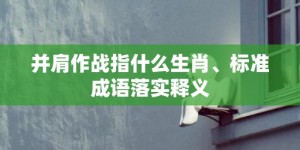 并肩作战指什么生肖、标准成语落实释义