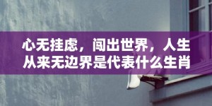 心无挂虑，闯出世界，人生从来无边界是代表什么生肖 、标准成语落实释义