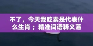 不了，今天我吃素是代表什么生肖 ；精准词语释义落实